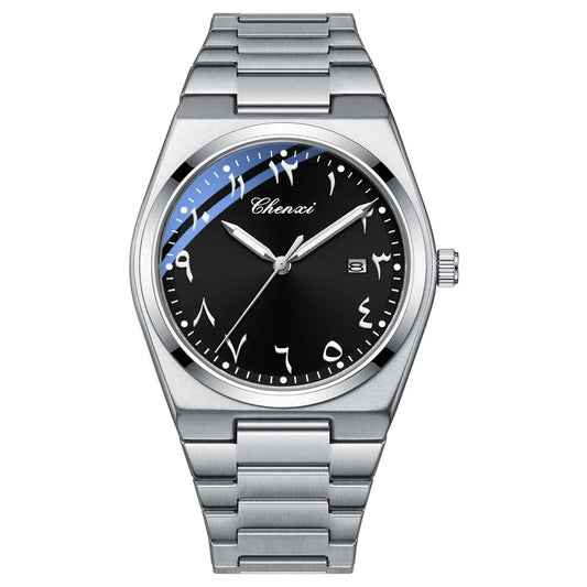 Introducing the CHENXI Executive Men's Timepiece, a sophisticated and water-resistant wristwatch featuring Eastern Arabic numerals, designed to elevate any professional ensemble and serve as an ideal gift.