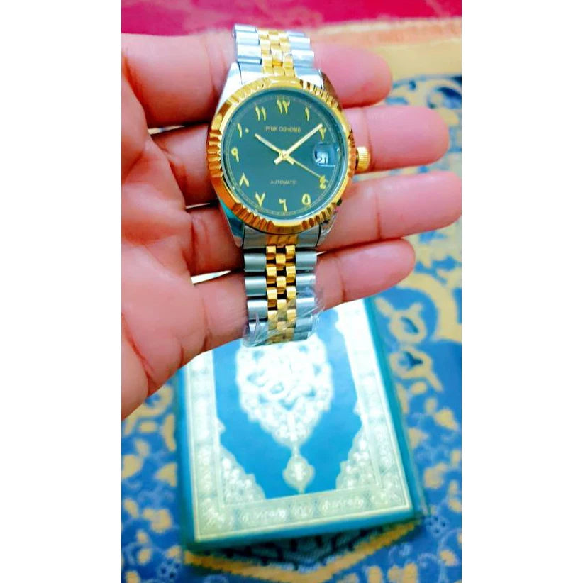 Dubai Watches Automatic Arabic Numbers Muslim Wristwatch Stainless Steel Waterproof Mechanical Erkek Kol Saati Reloj árabe