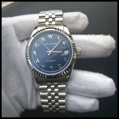 Dubai Watches Automatic Arabic Numbers Muslim Wristwatch Stainless Steel Waterproof Mechanical Erkek Kol Saati Reloj árabe