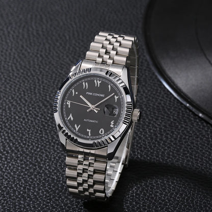 Dubai Watches Automatic Arabic Numbers Muslim Wristwatch Stainless Steel Waterproof Mechanical Erkek Kol Saati Reloj árabe