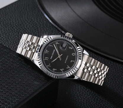 Dubai Watches Automatic Arabic Numbers Muslim Wristwatch Stainless Steel Waterproof Mechanical Erkek Kol Saati Reloj árabe