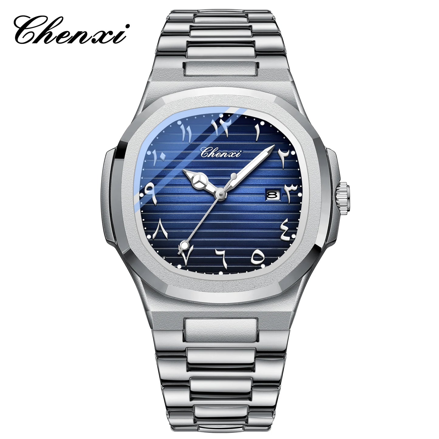 Eastern Arabic Numerals Dial Men's Fashion Watch with Original Date Quartz Movement, Classic Business Waterproof Men's Wristwatch.