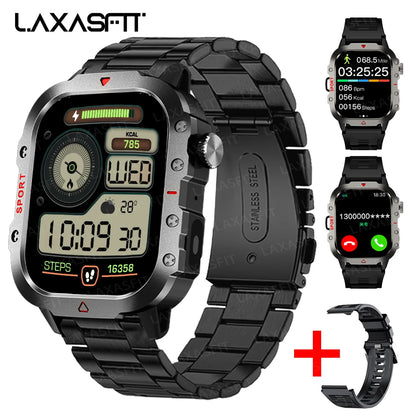 LAXASFIT Men's Sports Smart Watch: 1.71" Screen, Blood Oxygen, Bluetooth Calling, Multi-Sport, LED Flashlight, Outdoor Smart Watch.