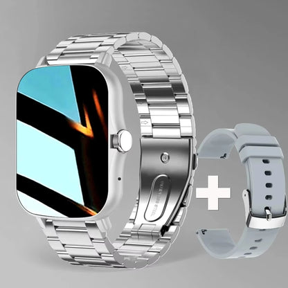 Introducing the LAXASFIT Smart Watch, featuring Bluetooth call functionality, a full touch screen display, heart rate monitoring, and comprehensive sports and fitness tracking. This sophisticated device is an ideal gift for both men and women.