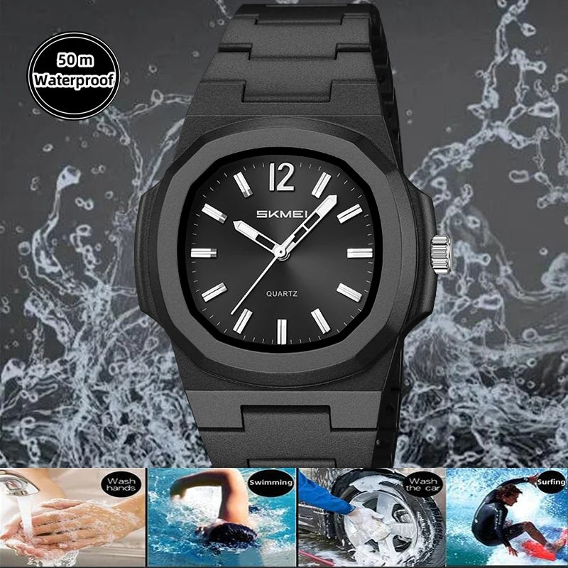 This elegant timepiece offers a sophisticated aesthetic, perfect for any occasion. Its analog display provides a classic and timeless look. Furthermore, the 50M water resistance ensures durability and practicality for everyday wear. The simple yet refined