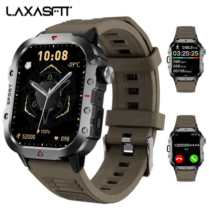 LAXASFIT Men's Sports Smart Watch: 1.71" Screen, Blood Oxygen, Bluetooth Calling, Multi-Sport, LED Flashlight, Outdoor Smart Watch.