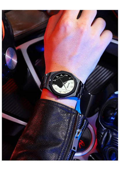 BESTWIN Men's Fashion Watch: Creative Dial, Gold-Plated Casing, Business-Oriented.