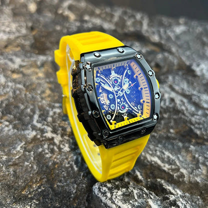 Introducing the L146 Men's Sports Watch, a sophisticated timepiece featuring a distinctive wine barrel dial, luminous display, and integrated calendar function, designed for the discerning individual seeking both luxury and practicality.