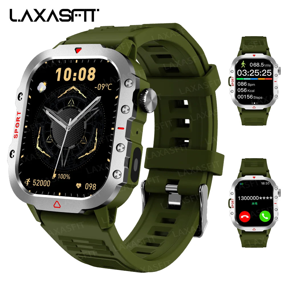 LAXASFIT Men's Sports Smart Watch: 1.71" Screen, Blood Oxygen, Bluetooth Calling, Multi-Sport, LED Flashlight, Outdoor Smart Watch.