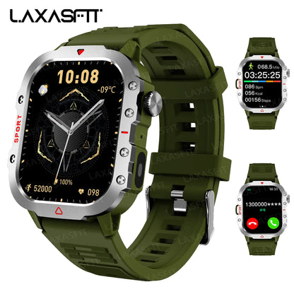 LAXASFIT Men's Sports Smart Watch: 1.71" Screen, Blood Oxygen, Bluetooth Calling, Multi-Sport, LED Flashlight, Outdoor Smart Watch.