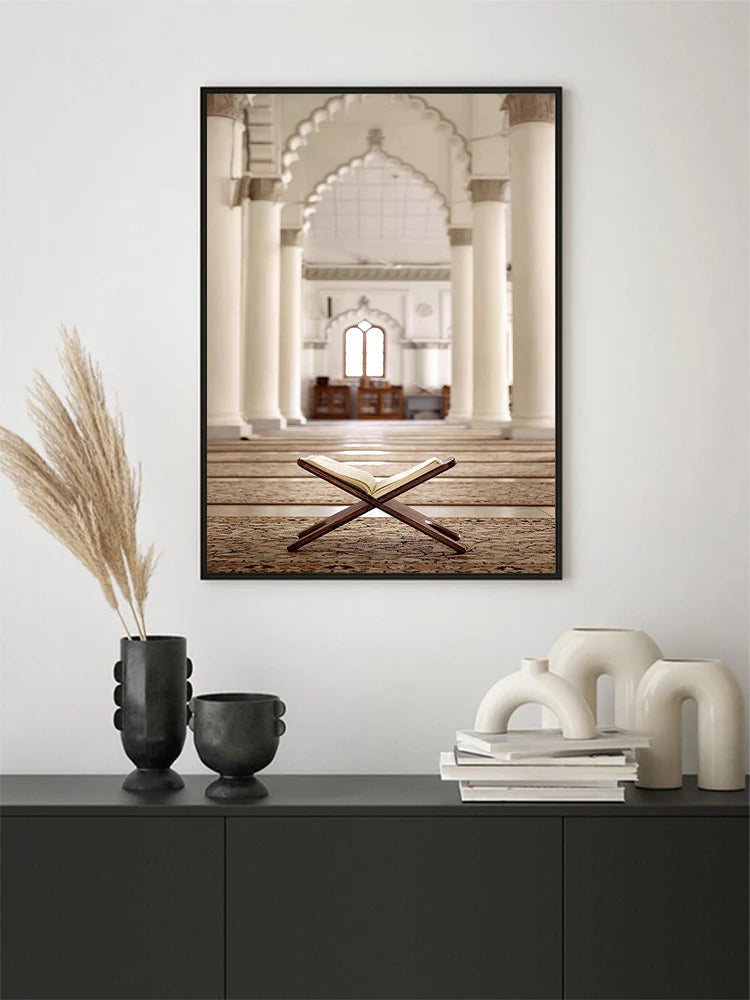 Islamic Beige Landscape Art Poster Prints Mosque Morocco Wall Canvas Painting Bohemia Picture for Living Room Home Decoration