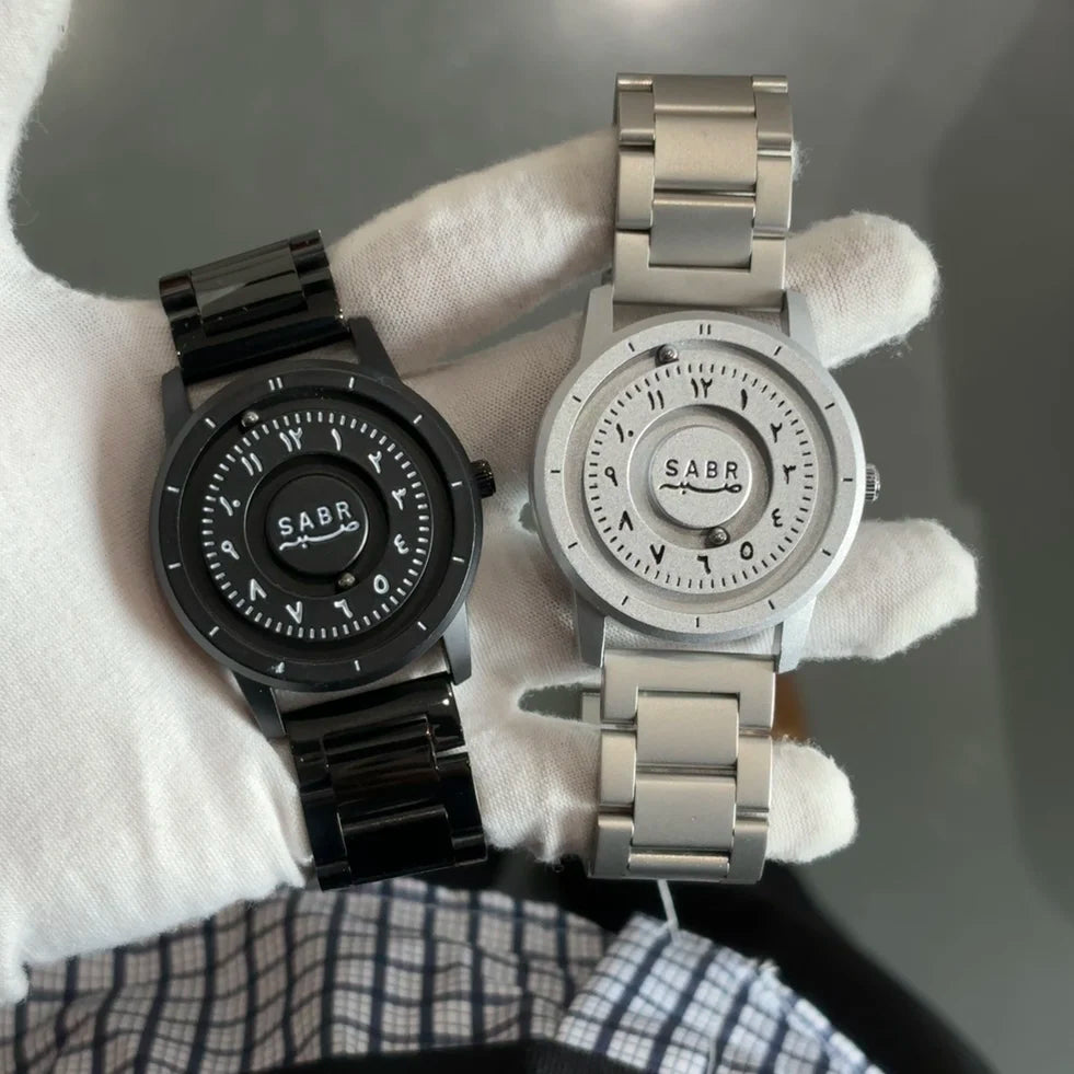 sabr Arabic Numerals Alloy Quartz Watches Men's Magnetic Bead Watches Top Luxury Mirrorless Quartz Watches