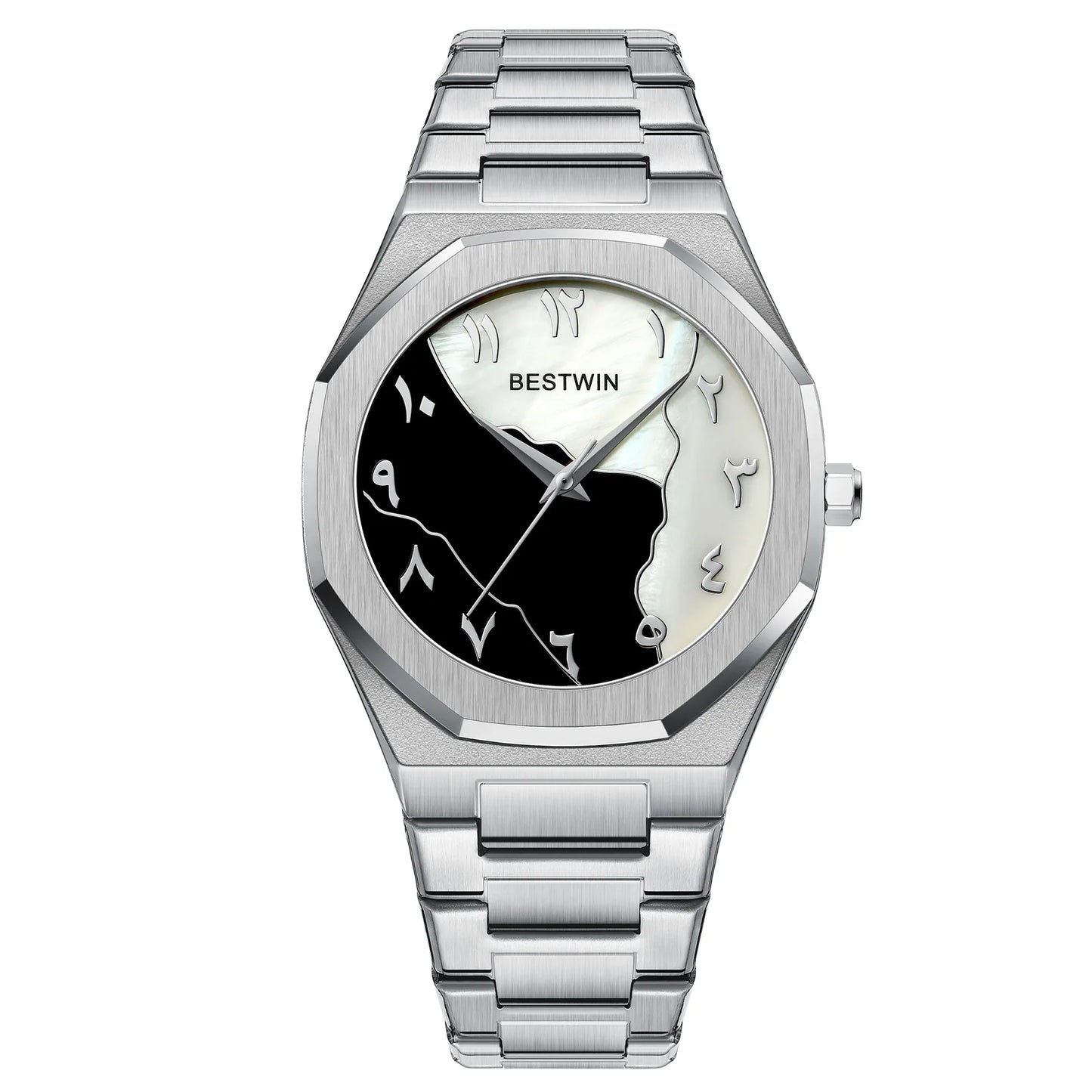 BESTWIN Men's Fashion Watch: Creative Dial, Gold-Plated Casing, Business-Oriented.