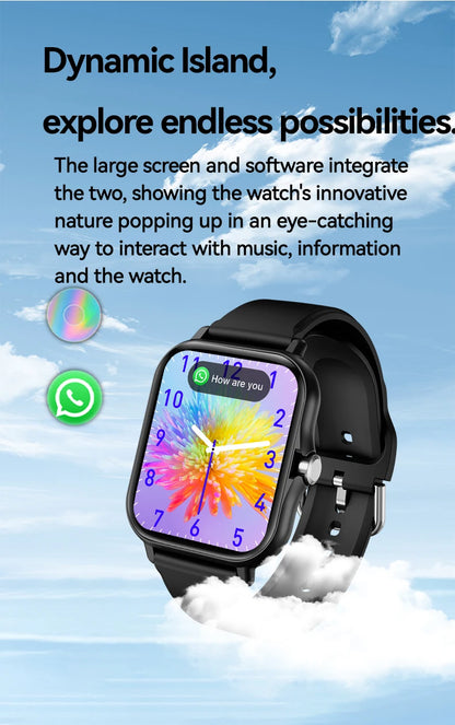 Introducing the LAXASFIT Smart Watch, featuring Bluetooth call functionality, a full touch screen display, heart rate monitoring, and comprehensive sports and fitness tracking. This sophisticated device is an ideal gift for both men and women.