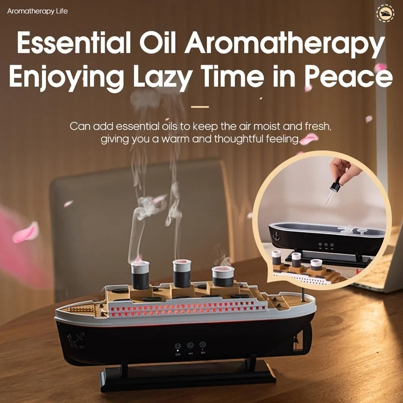 Titanic Ship Model Air Humidifier Remote Control Home 250ml Essential Oil Jellyfish Smoke Ring Spray Aroma Diffuser Humidifiers