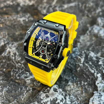 Introducing the L146 Men's Sports Watch, a sophisticated timepiece featuring a distinctive wine barrel dial, luminous display, and integrated calendar function, designed for the discerning individual seeking both luxury and practicality.