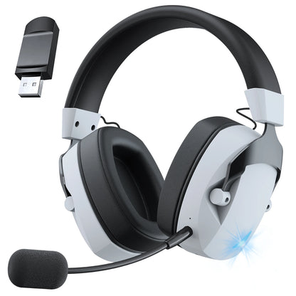 Gaming Headset with Detachable Noise-Canceling Microphone, Featuring 2.4G Bluetooth, USB, and 3.5mm Wired Connectivity Across Three Modes for Multi-Device Compatibility.