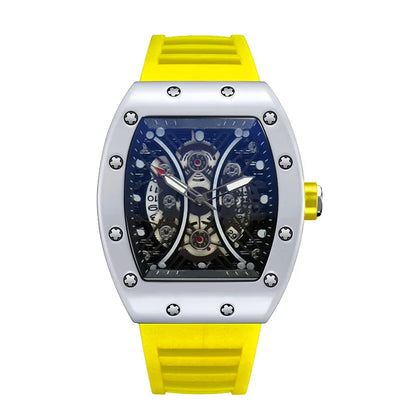 Introducing the L146 Men's Sports Watch, a sophisticated timepiece featuring a distinctive wine barrel dial, luminous display, and integrated calendar function, designed for the discerning individual seeking both luxury and practicality.