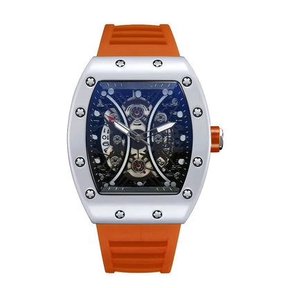 Introducing the L146 Men's Sports Watch, a sophisticated timepiece featuring a distinctive wine barrel dial, luminous display, and integrated calendar function, designed for the discerning individual seeking both luxury and practicality.