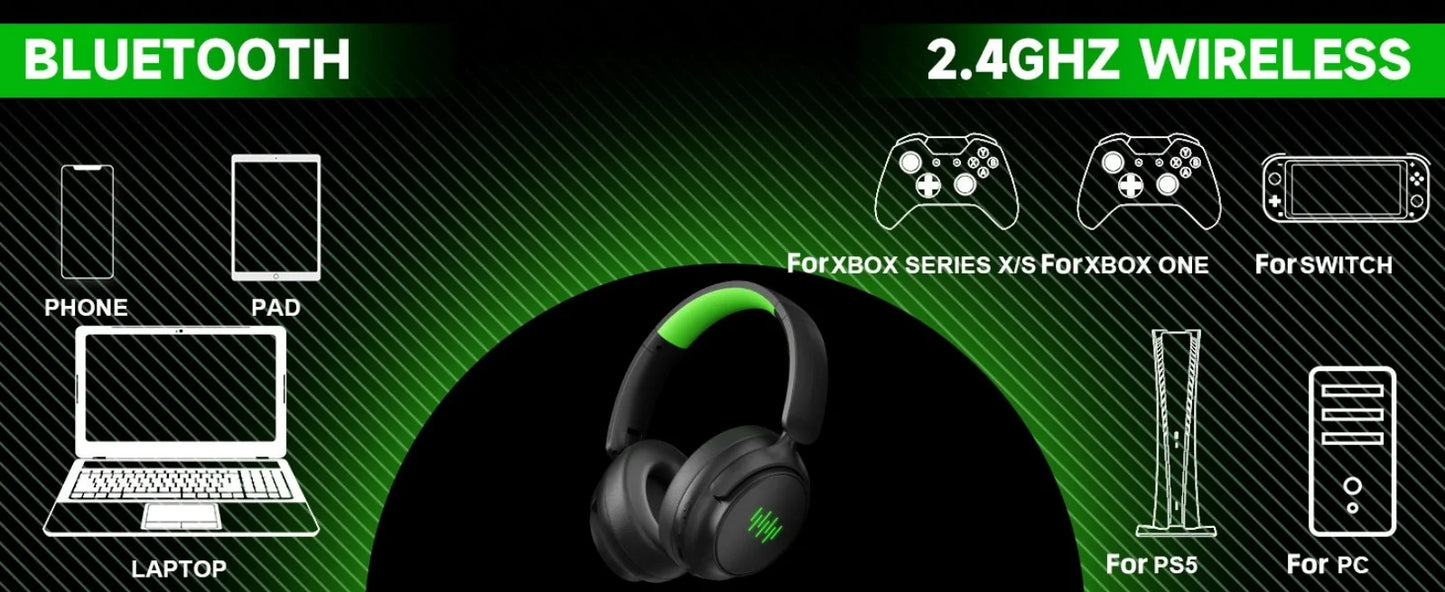 Level up your gaming experience with this wireless headset! 🎧🎮 Enjoy seamless audio on Xbox, PC, and Switch, thanks to its foldable design, detachable microphone, and immersive 3D surround sound.