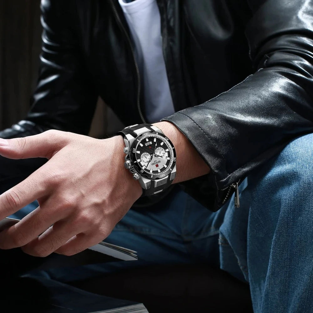 REWARD 83006 Fashion Large Dial Watch Men's Top Brand Luxury Chronograph Calendar Silicone Sports Quartz Watches for Man Reloj