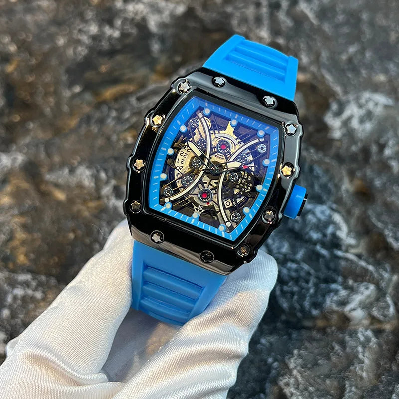 Introducing the L146 Men's Sports Watch, a sophisticated timepiece featuring a distinctive wine barrel dial, luminous display, and integrated calendar function, designed for the discerning individual seeking both luxury and practicality.