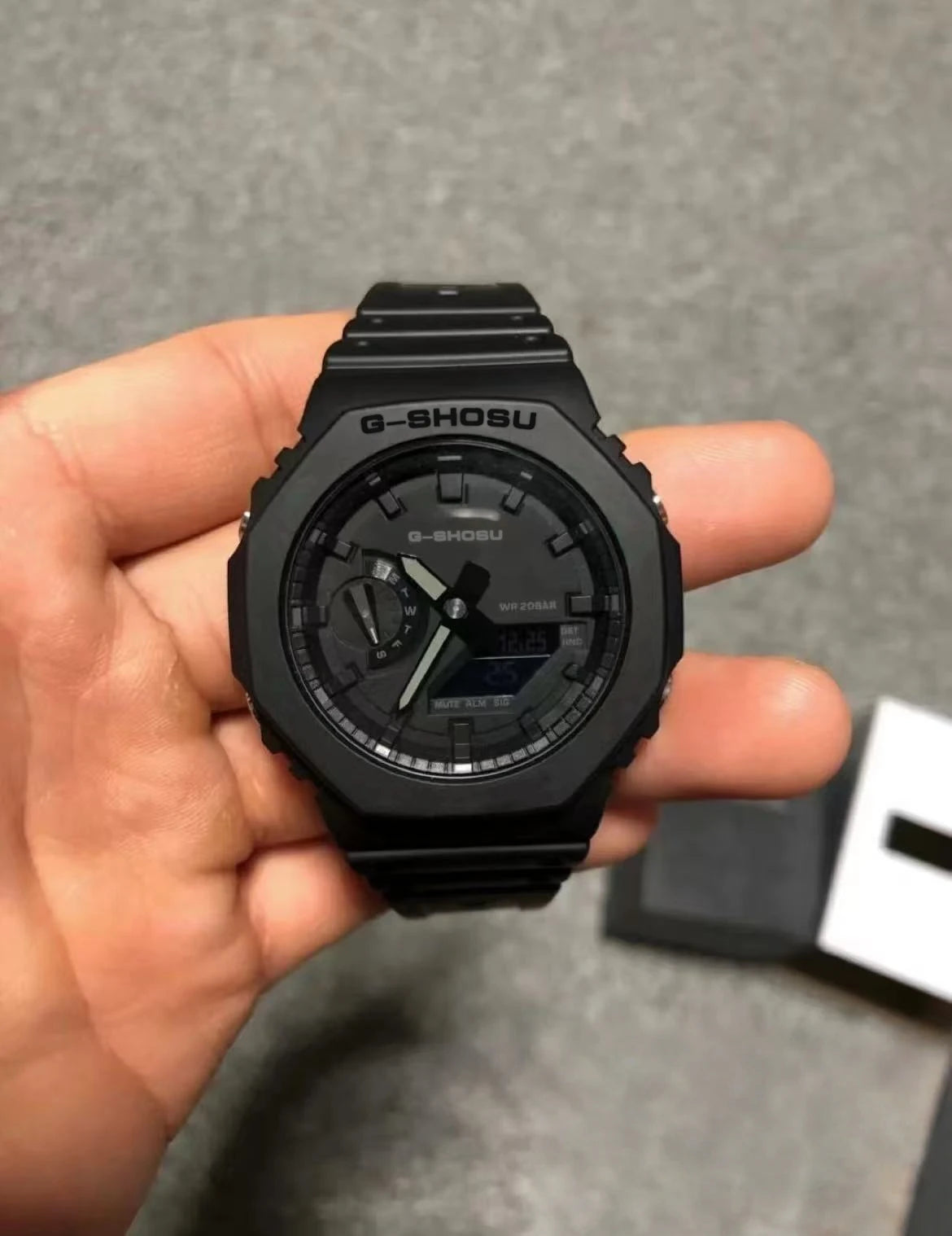 Green Black Sport Unisex Watch, Full Function, World Time, LED Dual Display, Rubber Strap, Oak Luminous.