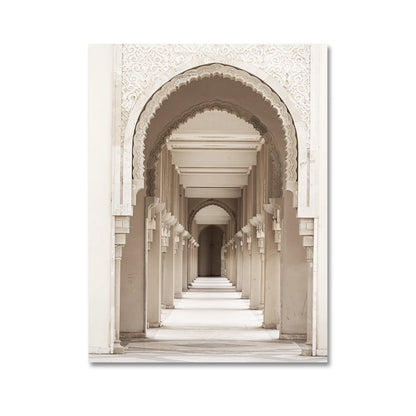 Islamic Beige Landscape Art Poster Prints Mosque Morocco Wall Canvas Painting Bohemia Picture for Living Room Home Decoration