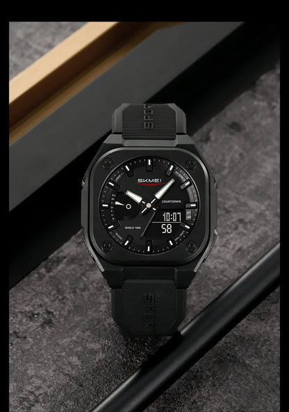 Introducing the SKMEI 2328, a sophisticated electronic timepiece designed for men, featuring luminous display, water resistance, multifunctionality including an alarm clock, and a robust design suitable for outdoor sports activities.