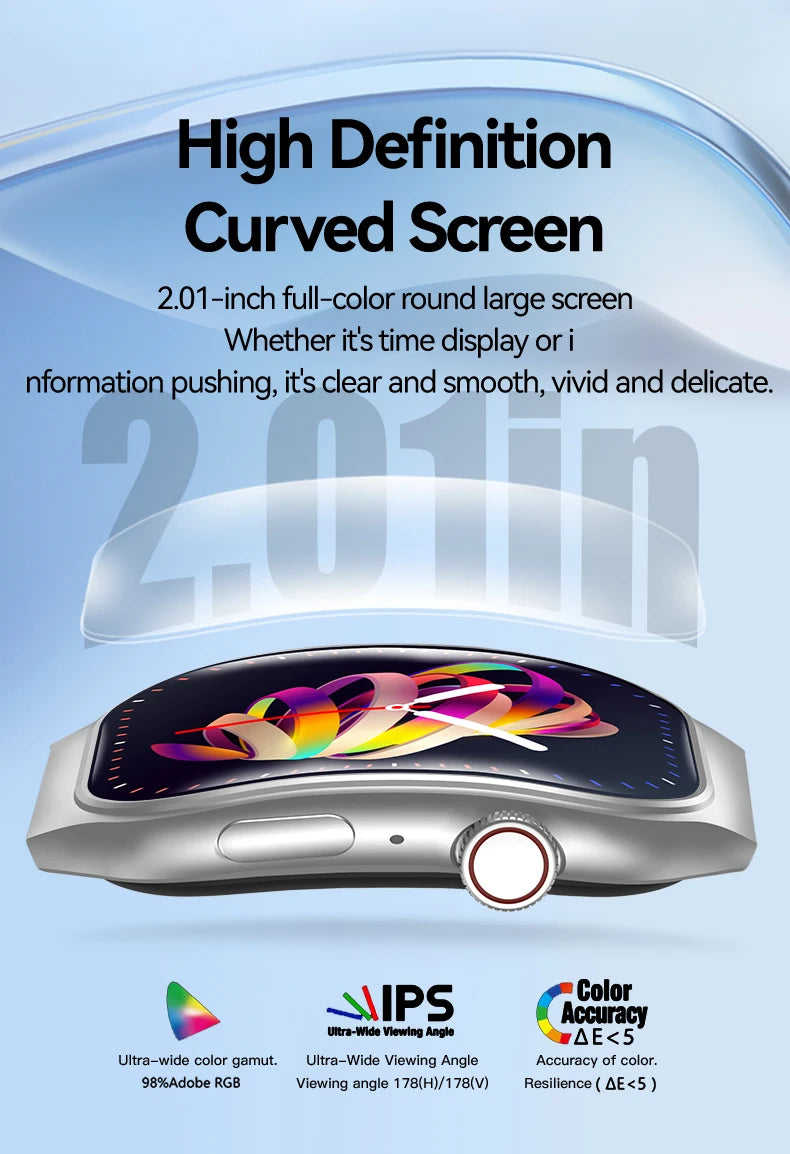 LAXASFIT 2.01 Inch Curved Screen Men's Smart Watch Bluetooth 5.3 HD Call Multiple Sports Modes Woman Watch Gift