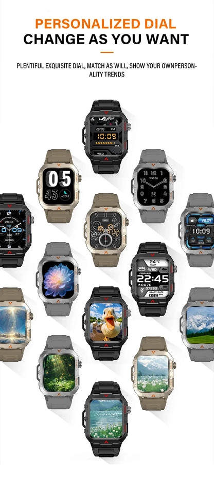 LAXASFIT Men's Sports Smart Watch: 1.71" Screen, Blood Oxygen, Bluetooth Calling, Multi-Sport, LED Flashlight, Outdoor Smart Watch.