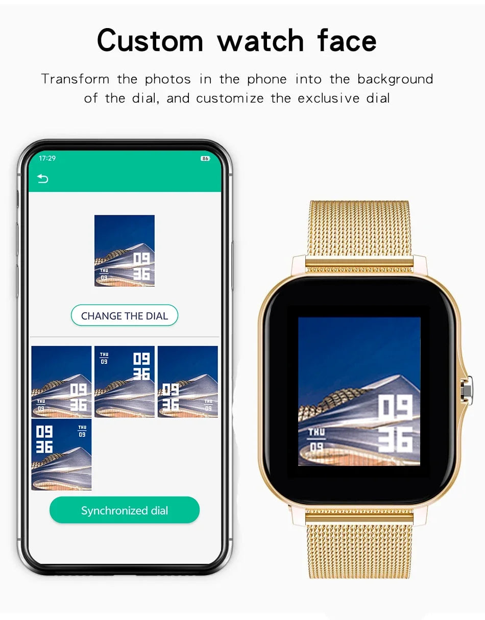 New Smart Watch Android IOS Phone 1.44 Inch Color Screen Bluetooth Call Blood Oxygen/Pressure Monitoring Smart Watch Women Men