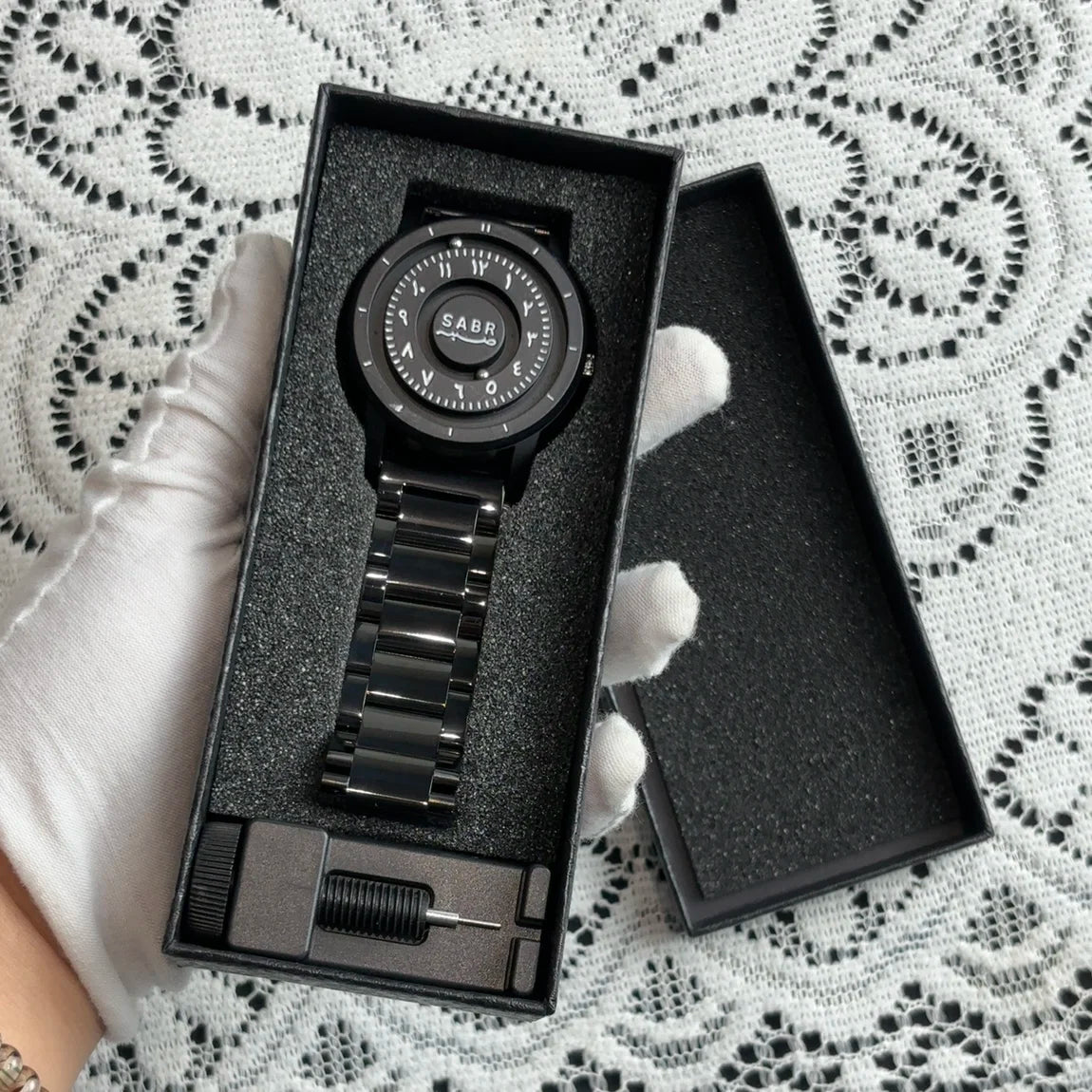sabr Arabic Numerals Alloy Quartz Watches Men's Magnetic Bead Watches Top Luxury Mirrorless Quartz Watches