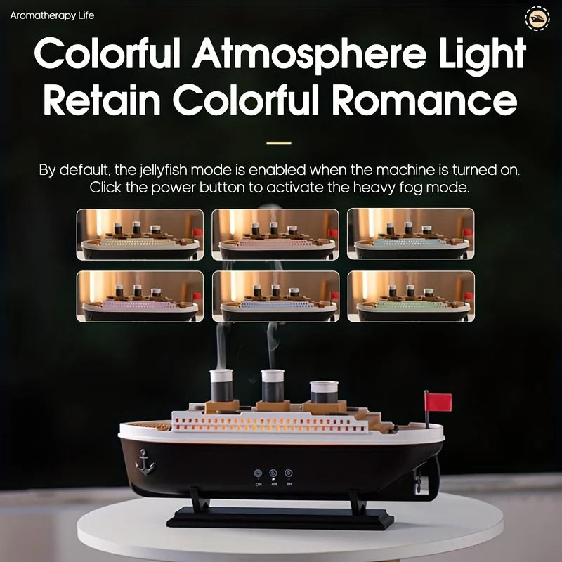 Titanic Ship Model Air Humidifier Remote Control Home 250ml Essential Oil Jellyfish Smoke Ring Spray Aroma Diffuser Humidifiers