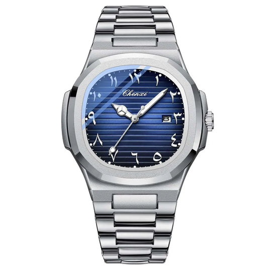 Introducing the CHENXI Executive Men's Timepiece, a sophisticated and water-resistant wristwatch featuring Eastern Arabic numerals, designed to elevate any professional ensemble and serve as an exceptional gift.