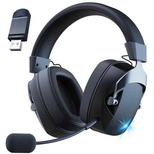Gaming Headset with Detachable Noise-Canceling Microphone, Featuring 2.4G Bluetooth, USB, and 3.5mm Wired Connectivity Across Three Modes for Multi-Device Compatibility.