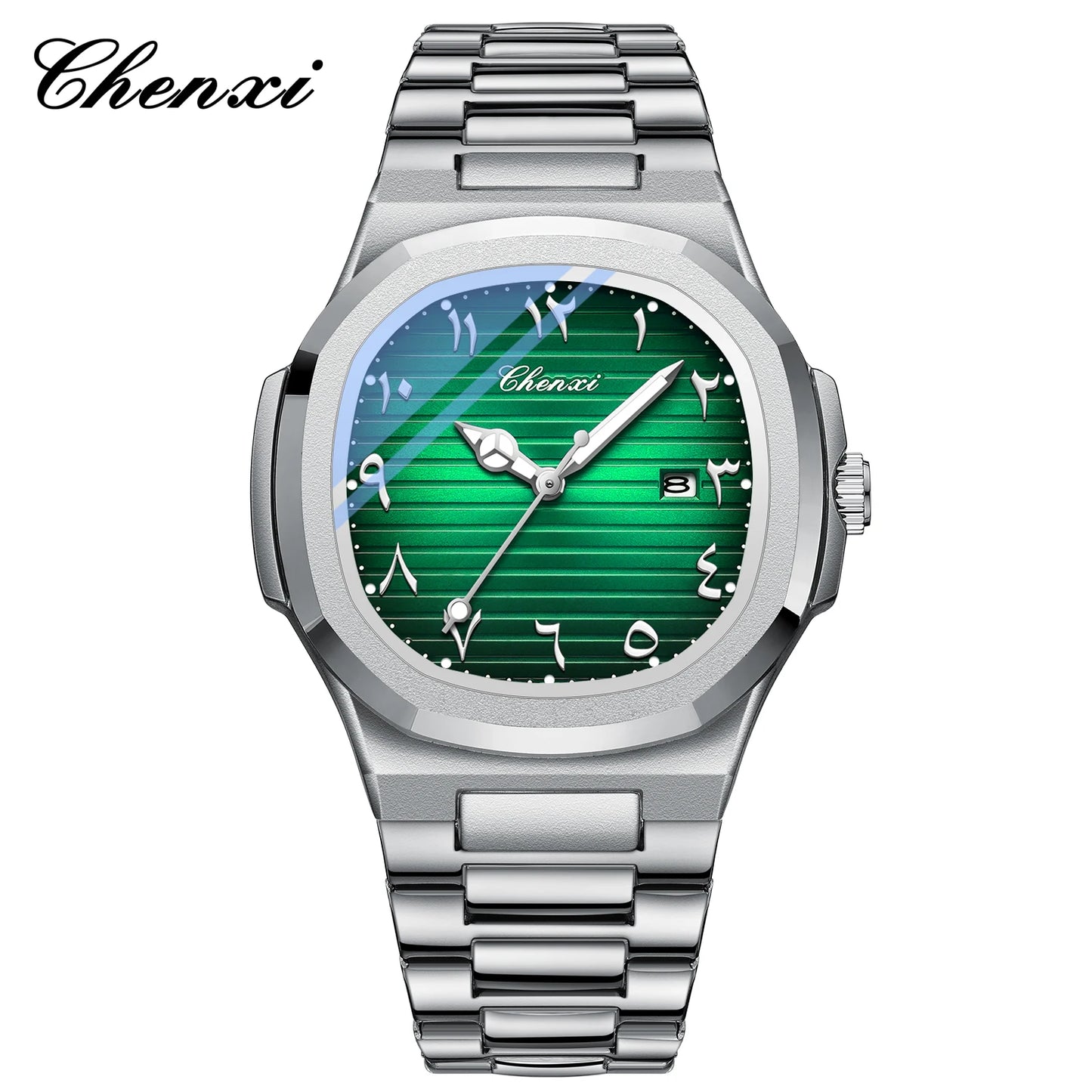 Eastern Arabic Numerals Dial Men's Fashion Watch with Original Date Quartz Movement, Classic Business Waterproof Men's Wristwatch.