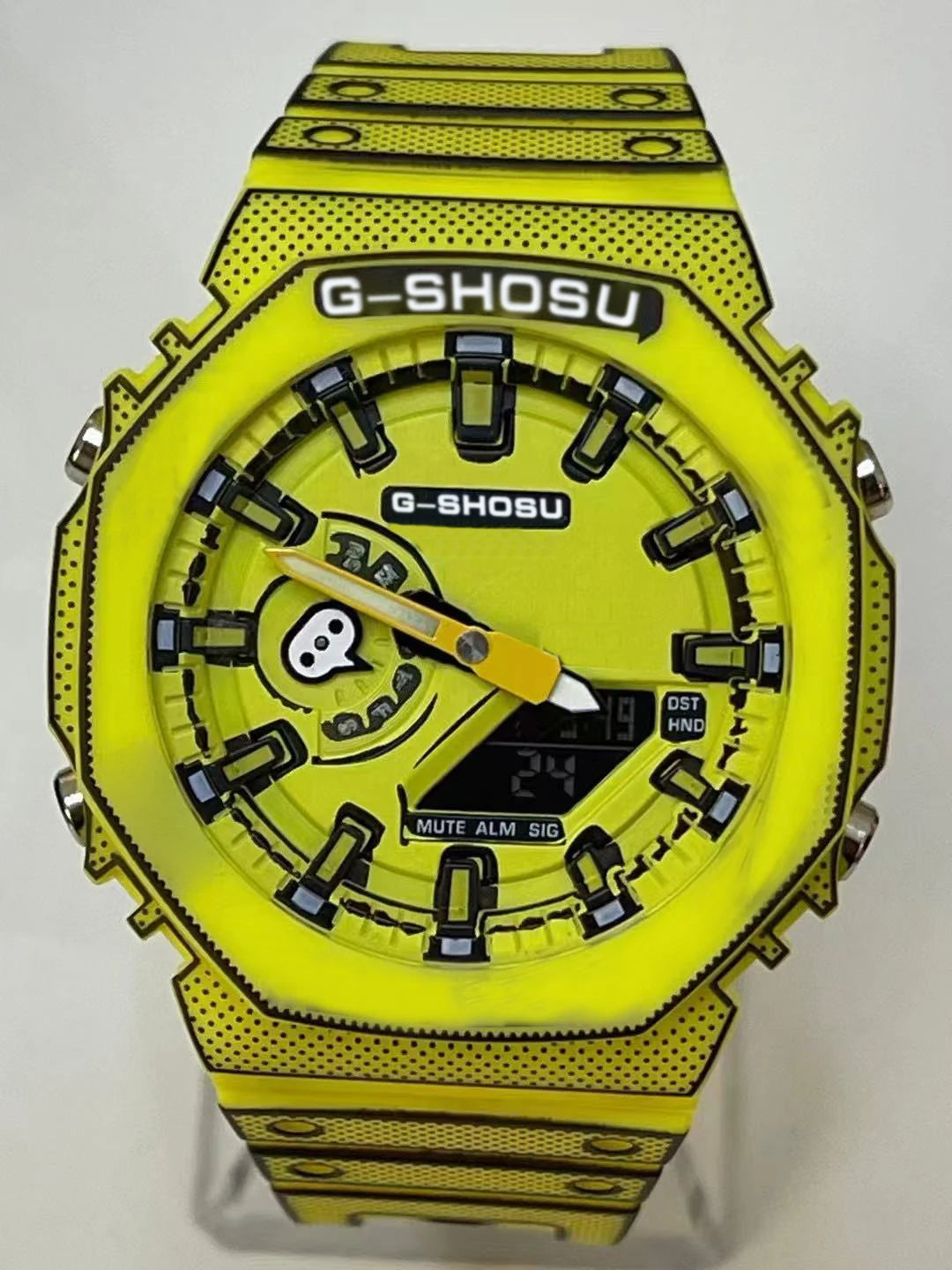 Green Black Sport Unisex Watch, Full Function, World Time, LED Dual Display, Rubber Strap, Oak Luminous.