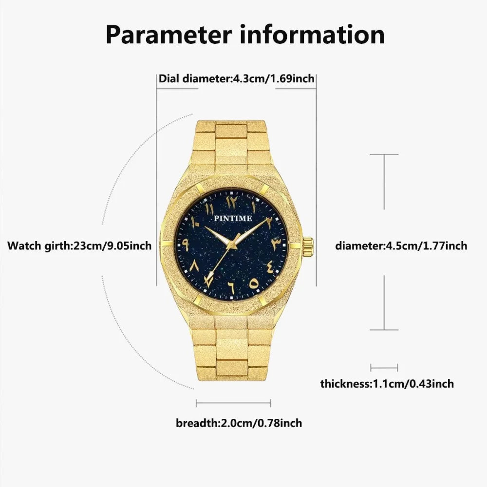Introducing our latest collection of Arabic-inspired timepieces for men, featuring top-tier brands, luxurious designs, and a versatile aesthetic suitable for both casual and business settings. These waterproof quartz wristwatches offer precision timekeepi