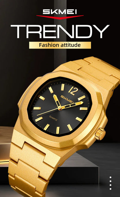 This elegant timepiece offers a sophisticated aesthetic, perfect for any occasion. Its analog display provides a classic and timeless look. Furthermore, the 50M water resistance ensures durability and practicality for everyday wear. The simple yet refined