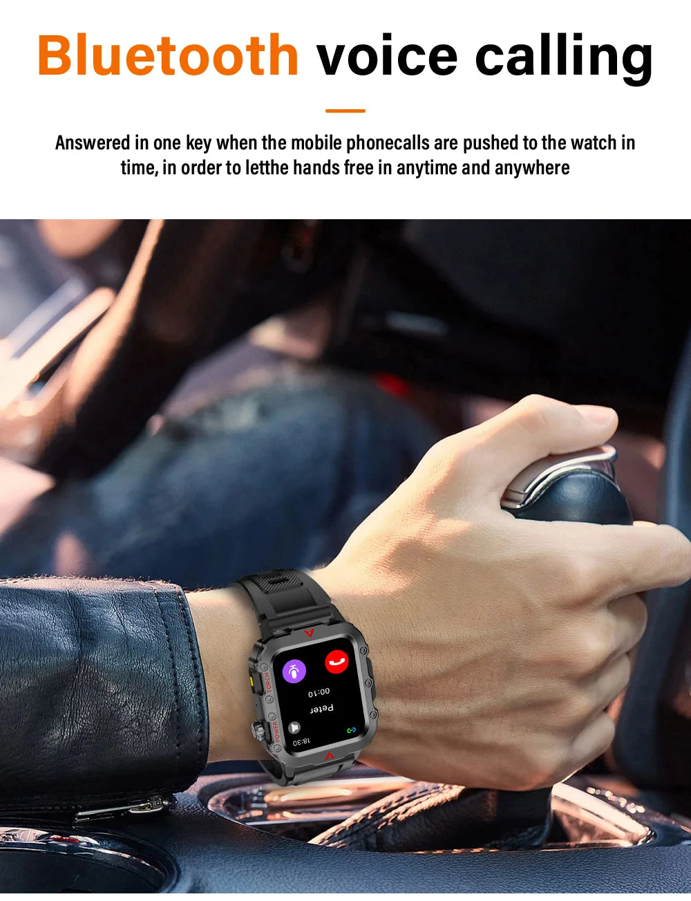 LAXASFIT Men's Sports Smart Watch: 1.71" Screen, Blood Oxygen, Bluetooth Calling, Multi-Sport, LED Flashlight, Outdoor Smart Watch.