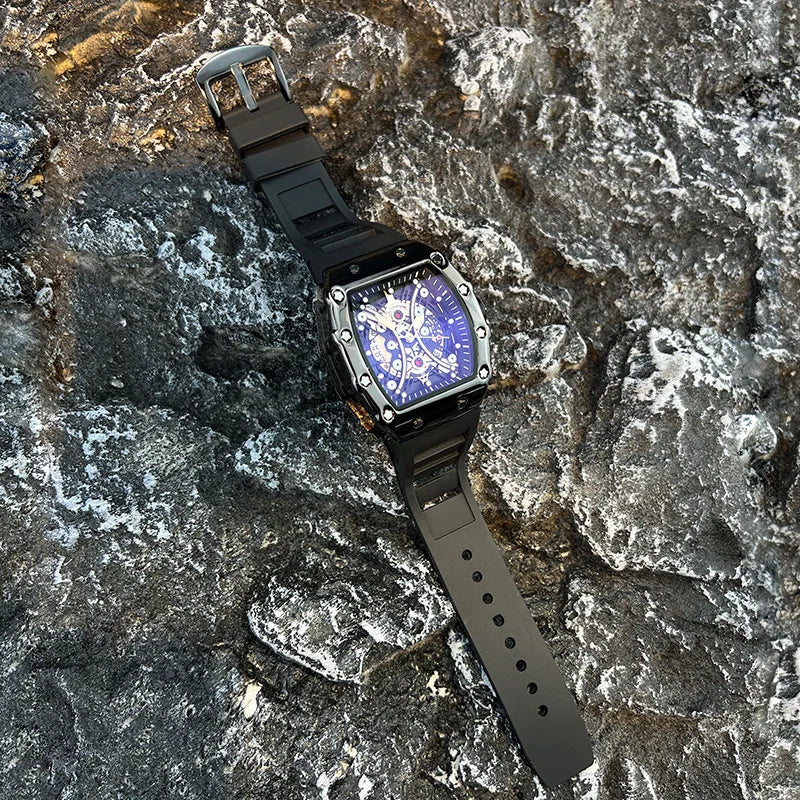Introducing the L146 Men's Sports Watch, a sophisticated timepiece featuring a distinctive wine barrel dial, luminous display, and integrated calendar function, designed for the discerning individual seeking both luxury and practicality.