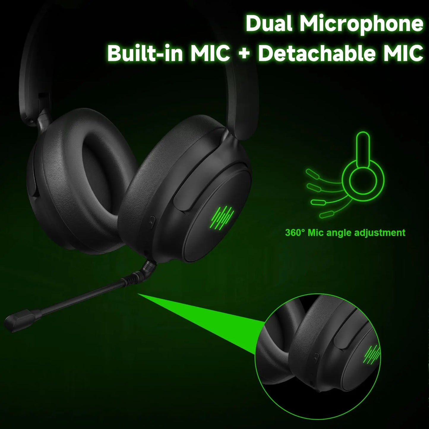 Level up your gaming experience with this wireless headset! 🎧🎮 Enjoy seamless audio on Xbox, PC, and Switch, thanks to its foldable design, detachable microphone, and immersive 3D surround sound.