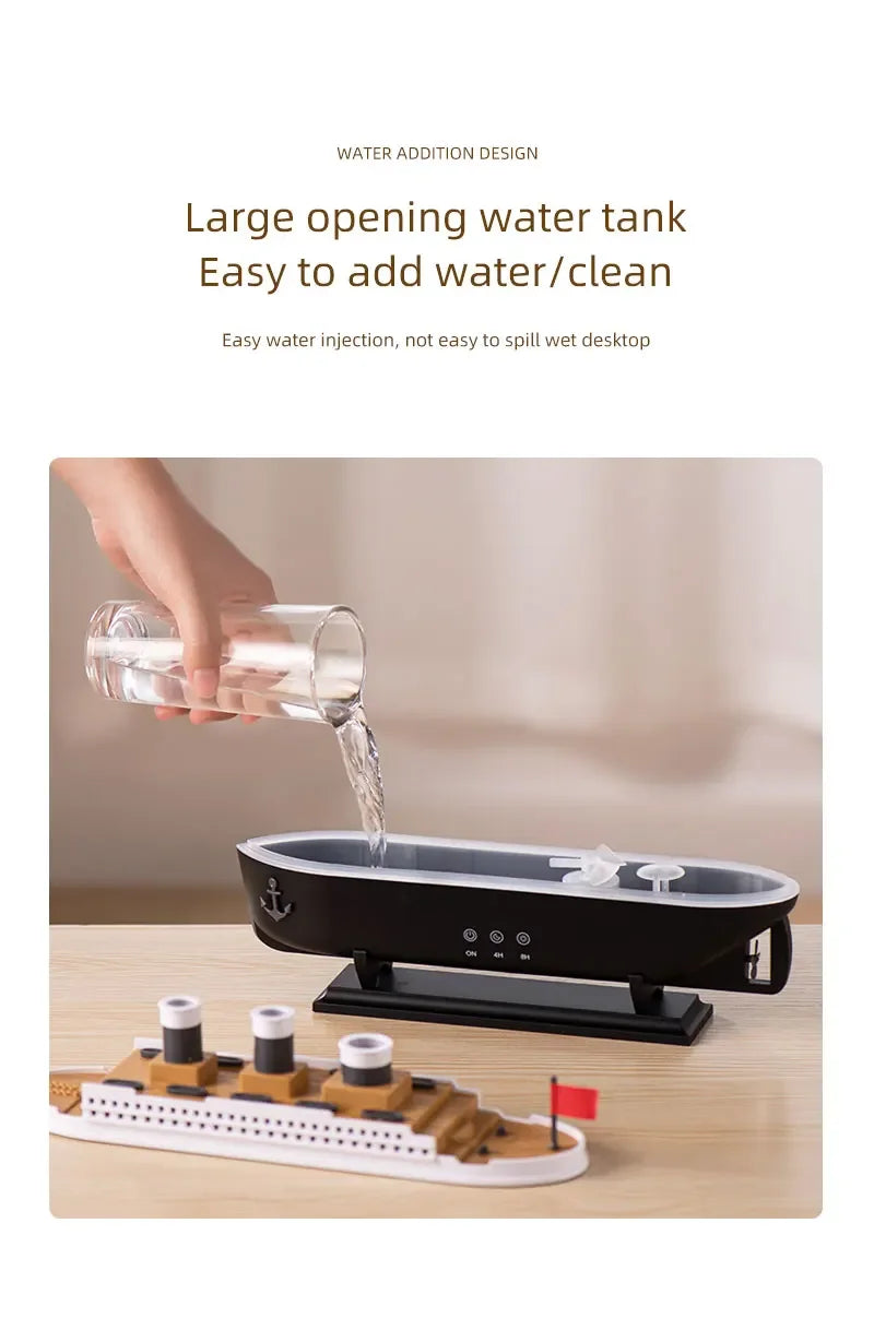 Titanic Ship Model Air Humidifier Remote Control Home 250ml Essential Oil Jellyfish Smoke Ring Spray Aroma Diffuser Humidifiers