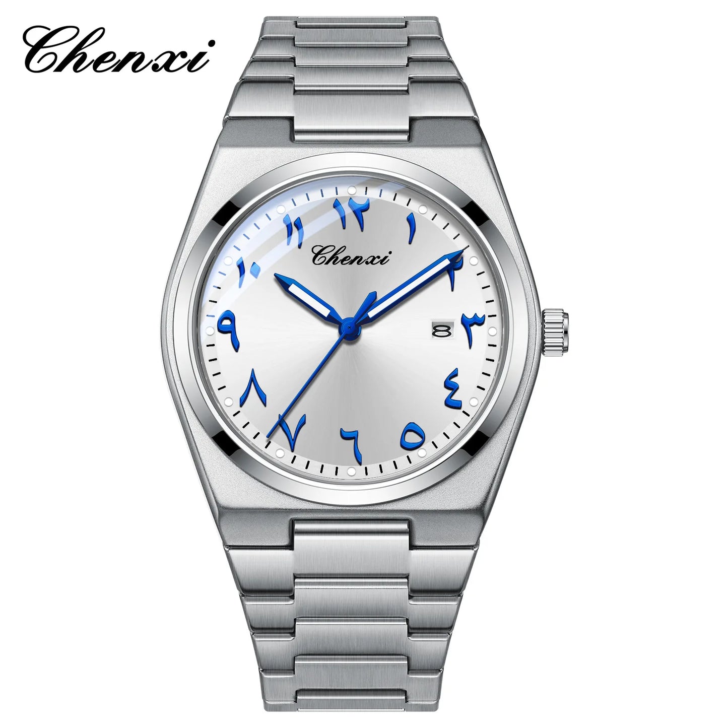 Introducing the CHENXI Executive Men's Timepiece, a sophisticated and water-resistant wristwatch featuring Eastern Arabic numerals, designed to elevate any professional ensemble and serve as an ideal gift.