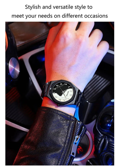 BESTWIN Men's Fashion Watch: Creative Dial, Gold-Plated Casing, Business-Oriented.