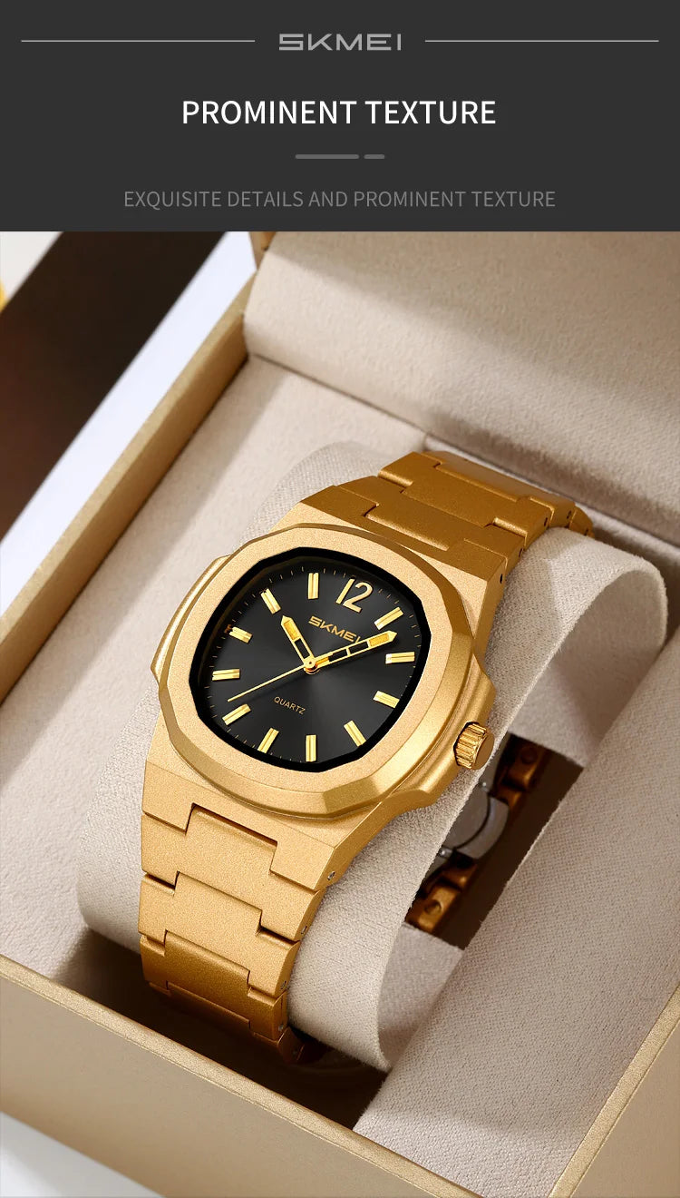 This elegant timepiece offers a sophisticated aesthetic, perfect for any occasion. Its analog display provides a classic and timeless look. Furthermore, the 50M water resistance ensures durability and practicality for everyday wear. The simple yet refined