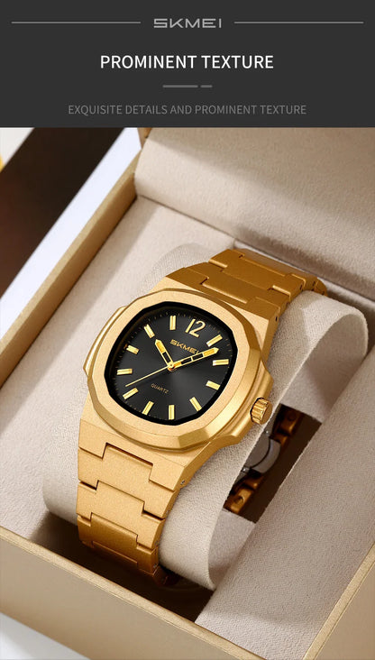 This elegant timepiece offers a sophisticated aesthetic, perfect for any occasion. Its analog display provides a classic and timeless look. Furthermore, the 50M water resistance ensures durability and practicality for everyday wear. The simple yet refined