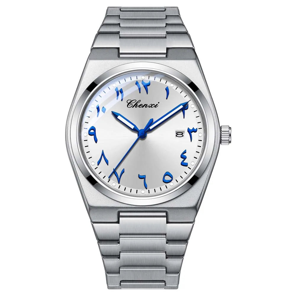Introducing the CHENXI Executive Men's Timepiece, a sophisticated and water-resistant wristwatch featuring Eastern Arabic numerals, designed to elevate any professional ensemble and serve as an exceptional gift.