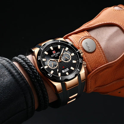 REWARD 83006 Fashion Large Dial Watch Men's Top Brand Luxury Chronograph Calendar Silicone Sports Quartz Watches for Man Reloj